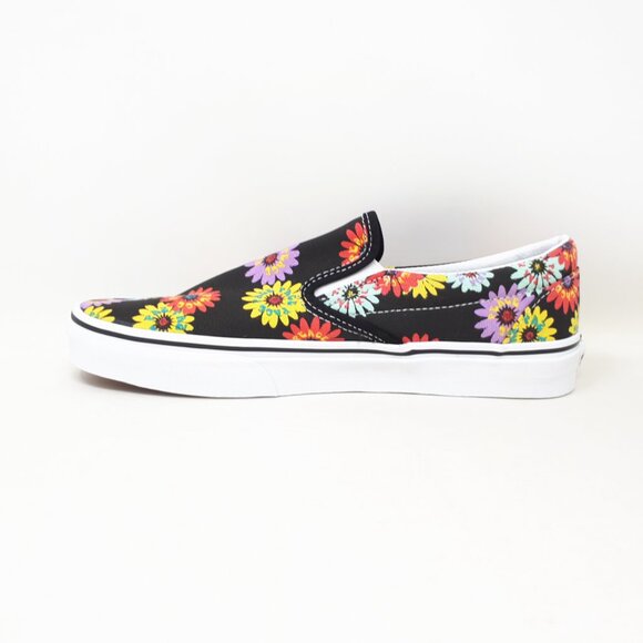 Vans Classic Slip On Peace Floral Black Low Authentic Shoe Sneaker Womens Size - Picture 2 of 11